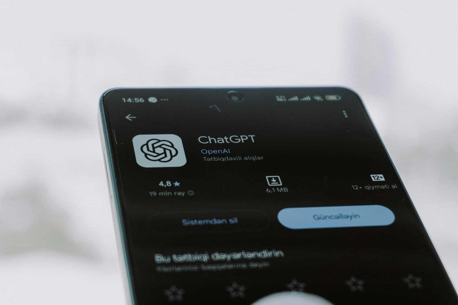 The ChatGPT app open on a smartphone screen